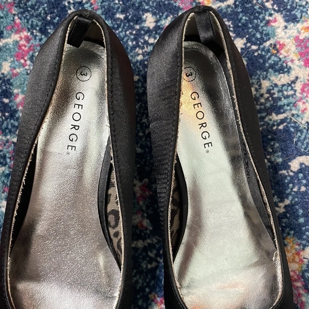 George black satin embellished kids high heels